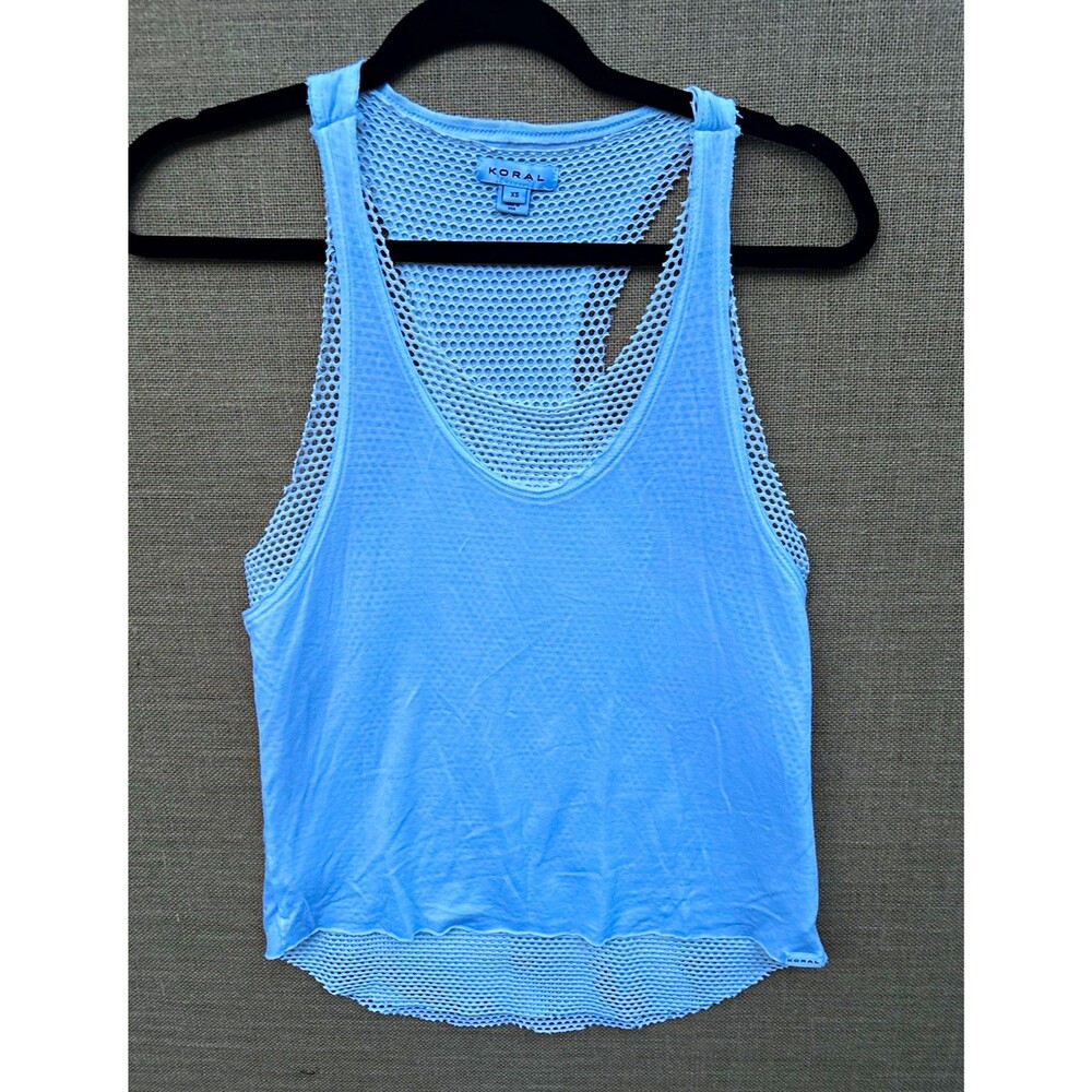 Koral Womens White Mesh Racerback Tank Top XS Scoop Neck Breathable Activewear